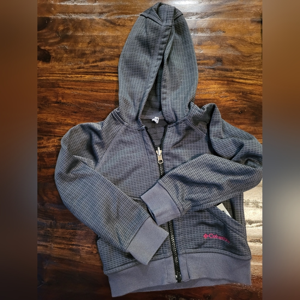 COLUMBIA GIRL'S SZ Y4 REVERSIBLE FULL ZIP JACKET w/HOOD EXCELLENT CONDITION